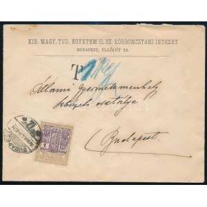 1922 Helyi levél 1K illetékbélyeggel szabálytalanul bérmentesítve, megportózva ...