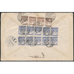 1922 Levél 14 bélyeges bérmentesítéssel / Cover with 14 stamps franking