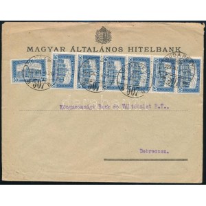 1923 Levél 7 x 50K MÁH céglyukasztásos bélyeggel / Cover with perfin stamps