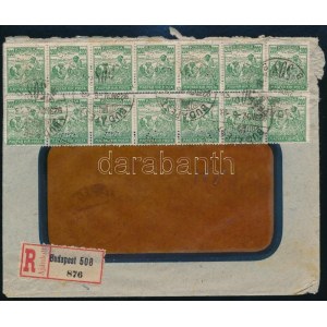 1923 Ajánlott levél 10 x 200K bélyeggel PMKB perfinnel Zágrábba ...