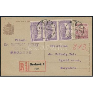 1924 Ajánlott levelezőlap 4 bélyeggel / Registered postcard