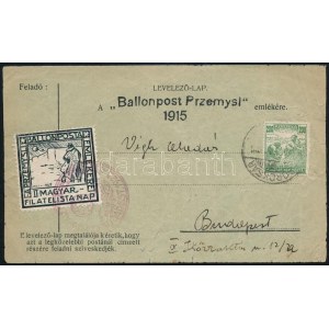 1925 Przemysl ballonposta emlékrepülés levélzáró levelezőlapon / Label on postcard