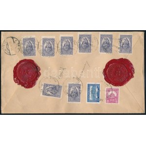 1929 Értéklevél 8 x Keskeny Madonna 1P bélyeggel Bécsbe SIMONTORNYA ...