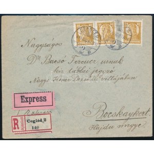 1929 Expressz ajánlott levél Ceglédről Bocskaykertre / Registered express cover