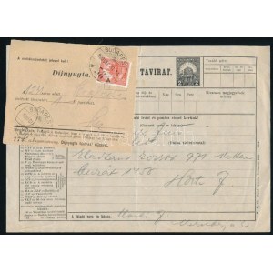 1930 Távirat ráragasztott díjnyugtával / Telegram with receipt