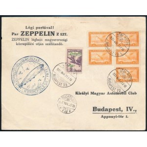 1931 Levél Zeppelin magyarországi körrepüléssel, 2P Zeppelin bélyeggel, budapesti ledobással.