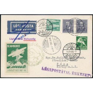 1933 Légi levelezőlap GÖDÖLLŐ / IV. JAMBOREE / Jamboree airmail postcard