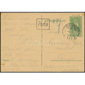 1936 Portózott levelezőlap / Postcard with postage due
