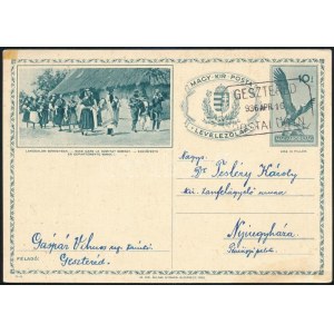 1936 Levelezőlap GESZTERED postaügynökségi bélyegzéssel / Postcard with postal agency postmark