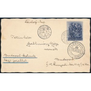 1938 Légi levelezőlap Budapest-Szolnok légi járattal / Airmail postcard