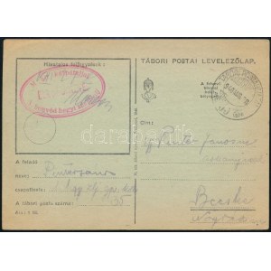 1940 Tábori posta levelezőlap / Field postcard M. kir. kárpátaljai I. honvéd hegyi zászlóalj...