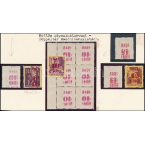 1945 Kisegítő 3 klf címlet gépszín- illetve ívszínátnyomattal (10 db bélyeg + 2 támpéldány) ...