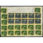 1945 (5. díjszabás) Ajánlott levél 38 db bélyeggel / Registered cover with 38 stamps