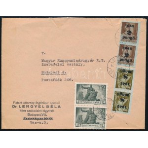 1946 (5. díjszabás) Budapest helyi levél 6 db bélyeggel / Local cover with 6 stamps
