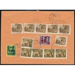 1946 (7. díjszabás) Ajánlott levél 13 db bélyeggel / Registered cover with 13 stamps