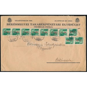 1946 (9. díjszabás) Túlsúlyos levél 10 db bélyeggel / Overweight cover with 10 stamps