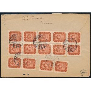 1946 (21. díjszabás) Levél 14 db bélyeggel / Cover with 14 stamps