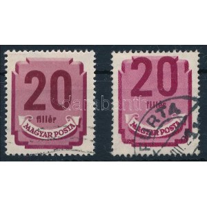 1946 Forint-fillér portó 20f elcsúszott értékszámmal / Mi P 181 with shifted number