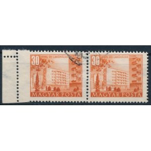 1951 Épületek I. 30f pár elfogazva / Mi 1187 pair with shifted perforation