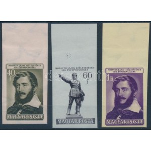 1952 Kossuth Lajos ívszéli vágott sor (12.000) / Mi 1265-1267 imperforate margin set