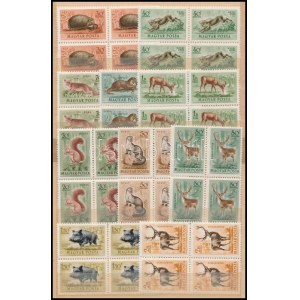 1953 Erdei állatok teljes sor 4-es tömbökben (16.000) / Mi 1285-1294 blocks of 4