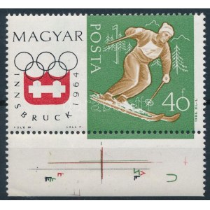 1963 Téli Olimpia (II.) - Innsbruck ívszéli 40f a piros szín eltolódásával ...