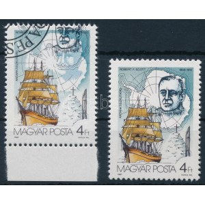 1987 Antarktiszkutatás 4Ft ívsarki bélyeg, Scott feje erősen felfelé tolódott ...