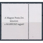 2020 Bélyegnap 135 Ft ívszéli bélyeg, A Magyar Posta Zrt. köszönti a MABÉOSZ tagjait! hátoldali felirattal ...