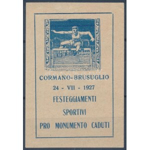 1927 Olaszország-Magyarország sportmérkőzés emlékív (Helbing Ferenc tervezte sport bélyeg képével) ...