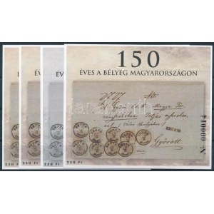 2000/8 150 éves a bélyeg Magyarországon 4 db-os emlékív garnitúra azonos sorszámmal ...