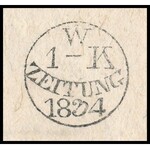1834 Újság 1kr szignetta bélyegzéssel Newspaper with 1kr signet