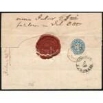 1865 15kr + 10kr (kettétépve / torn) ajánlott távolsági levélen / on registered cover W.NEUSTADT ...