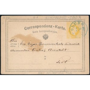 1872 2kr díjjegyes levelezőlap / PS-card zöld / green (KIM)POLUNG (Moldvahosszúmező, Bukovina...