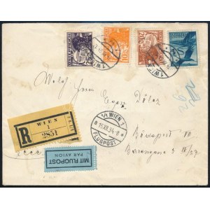 1934 Ajánlott légi levél Bécsből Budapestre / Airmail registered cover to Budapest