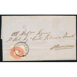 1862 5sld levélen / on cover LATISANA (regiszterhajtás / folded)