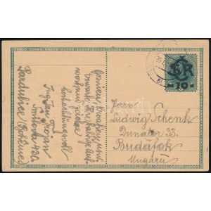 1919 Díjjegyes levelezőlap Budafokra / PS-card to Hungary PARDUBI(CE)