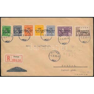 1941 Ajánlott levél / Registered cover with Karjala stamps AUNUS - Boback