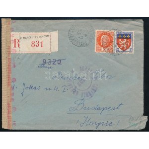 1943 Ajánlott cenzúrázott levél Budapestre / Registered censored cover to Budapest