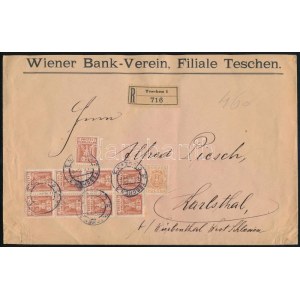 1920 Ajánlott levél 10 bélyeggel bérmentesítve / Registered cover with 10 stamps franking