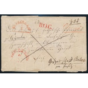 1846 Franco ajánlott levél piros / red KISSINGEN a magyarországi Gyulára