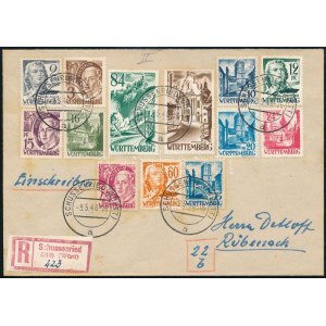 1948 Ajánlott levél 13 db bélyeggel / Registered cover with 13 stamps