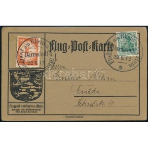 1912 Légi levelezőlap / Airmail postcard DARMSTADT