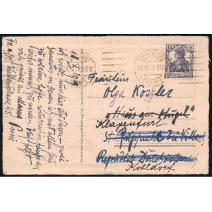 1919 Képeslap továbbküldve Klagenfurtba / Redirected postcard