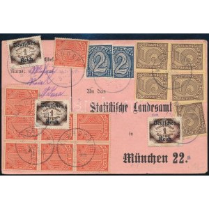 1923 Levelezőlap 18 bélyeggel / Postcard with 18 stamps