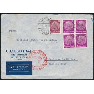 1937 Zeppelin légi levél Chilébe / Zeppelin cover to Chile