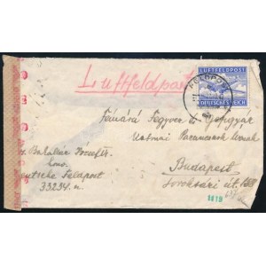 1942 Légi cenzúrázott levél Budapestre / Airmail censored cover to Budapest