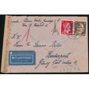 1943 Légi levél cenzúrával / Airmail cover with censorship