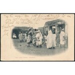 Marokkó 1907 Címnyomozott képeslap, több postai feljegyzéssel