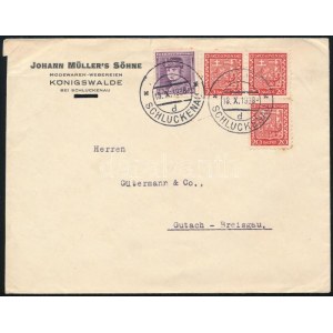 Böhmen und Mähren 1938.10.18. Levél a türelmi időn belül felhasznált csehszlovák bélyegekkel, kivésett bélyegzéssel ...