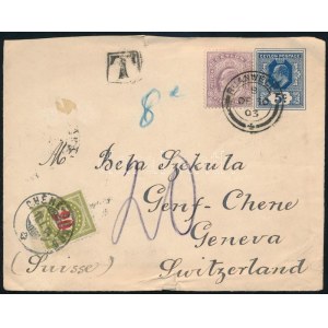 1904 Díjkiegészített díjjegyes levél Svájcba, portózva / PS...